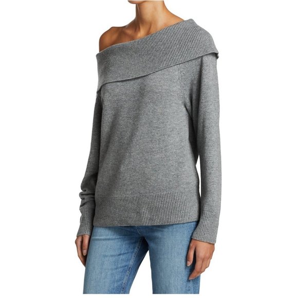 NEW Paige, Large, Womens Izabella Off-The-Shoulder Sweater - Heather Grey - Picture 5 of 6